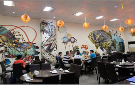 原阳海鲜餐厅墙体彩绘